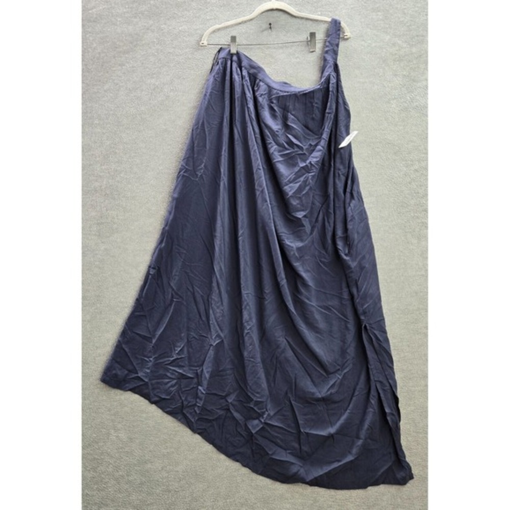 Old Navy Women Dress Large Blue‎ Midi A Line One Shoulder Adjustable Strap NWT